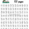 A collection of 100 black and white coloring pages featuring various mandala designs and sea creatures.