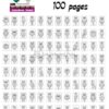 A grid of 100 black and white owl mandala coloring pages, featuring various owl designs and patterns.