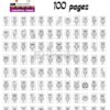 Coloring page featuring a collection of 100 owl illustrations in various styles, intended for art and relaxation.