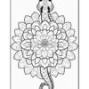 A detailed black and white illustration of a turtle surrounded by intricate floral patterns and mandala shapes.