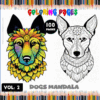 Dogs Mandala coloring pages featuring intricate designs of colorful dog art; available for free at artcoloringpage.com.