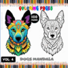 Coloring pages featuring intricate dog mandalas, promoting free coloring pages from artcoloringpage.com with 100 unique designs.