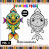 Colorful fish mandala coloring pages from Mandala coloring book, featuring vibrant designs and detailed black-and-white outlines. Visit artcoloringpage.com for more.