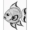 A detailed illustration of a large, intricately designed fish with decorative patterns on its body, ready for coloring.