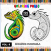 Coloring page featuring intricate lizard mandalas from a Mandala coloring book, highlighting vibrant designs and patterns.