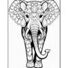 Detailed line art of an elephant adorned with floral patterns and intricate designs, suitable for coloring.