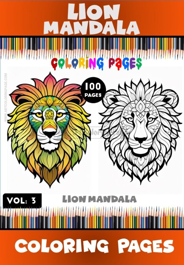 Roar of Creativity Lion Mandala Coloring Pages VOL 3