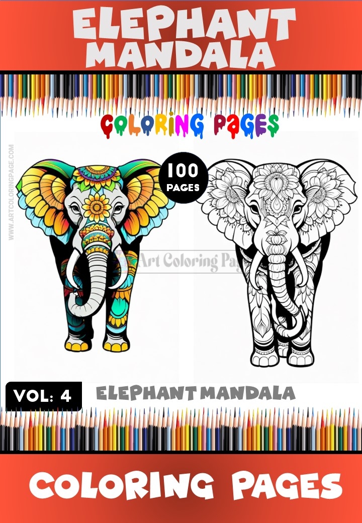 Tranquil Tusks Mandala Coloring Elephant VOL 4