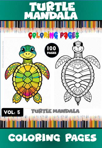 Turtle mandala coloring pages from artcoloringpage.com, featuring a colorful design and a black-and-white outline for creativity.