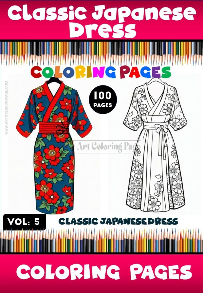 A Journey Through Time: Coloring Japanese Kimono Vol. 5 (100 Pages)