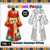 Classic Chinese dress coloring pages, featuring intricate designs for a cozy coloring book experience at artcoloringpage.com.