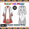 Classic Chinese dress coloring pages featuring detailed designs, perfect for cozy coloring book enthusiasts at artcoloringpage.com.