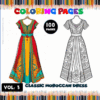 Classic Moroccan dress coloring pages featuring vibrant designs for relaxing. Available at artcoloringpage.com in the cozy coloring book series.