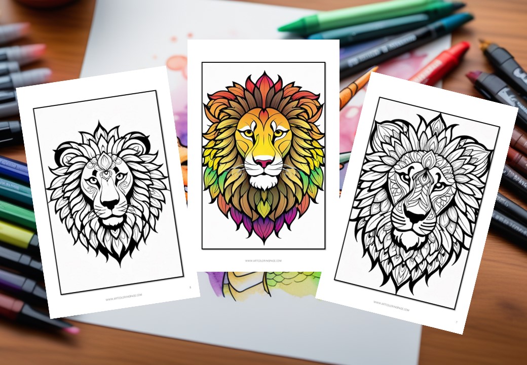 Color and Calm Your Mind with Our Anti-Stress Lion Mandalas