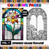 Stained glass flower coloring pages, featuring a vibrant flower and intricate designs, from artcoloringpage.com's cozy coloring book.