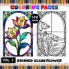 Transform Your Space with Stained Glass Flower Window Coloring Pages Vol 2