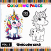 Unicorn-themed coloring pages from artcoloringpage.com, featuring colorful and black-and-white illustrations for a fun coloring book experience.