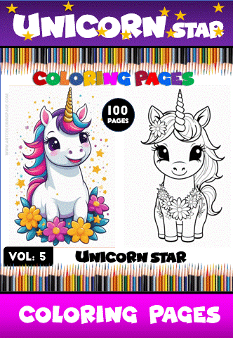 Coloring pages featuring a whimsical unicorn design, ideal for a coloring book from artcoloringpage.com, with 100 pages included.