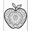 A large apple shape filled with intricate floral patterns and designs, suitable for coloring.