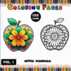Apple Mandala coloring pages featuring colorful designs and black and white outlines for an engaging experience from artcoloringpage.com.