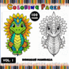Dinosaurs in a mandala style, featuring two colorful designs for a coloring book with 