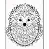 Hedgehog with a floral design in a mandala style, featuring a cute, smiling face.
