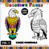Eagle mandala coloring pages from a Mandala coloring book, featuring colorful and black-and-white designs for artcoloringpage.com.