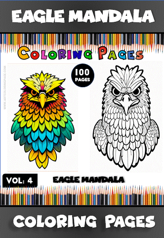 Eagle Mandala coloring pages featuring vibrant designs for artistic expression, perfect for the Mandala coloring book from artcoloringpage.com.