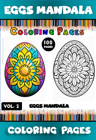 Eggs Mandala coloring pages featuring intricate designs from a mandala coloring book, available at artcoloringpage.com.