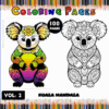 Coloring page featuring a koala mandala design in colorful and black-and-white variations, showcasing intricate patterns for relaxation.