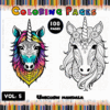 Two unicorn mandala designs, featuring intricate patterns and vibrant colors, from a Mandala coloring book available at artcoloringpage.com.