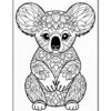 A detailed line drawing of a koala surrounded by floral patterns, ideal for coloring.