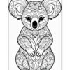 A detailed coloring page featuring a koala designed with intricate floral patterns.