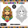 Girls Mandala coloring pages from a Mandala coloring book, featuring intricate designs ideal for coloring, available at artcoloringpage.com.