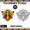 Insect mandala coloring pages featuring detailed bee illustrations, perfect for creative relaxation and available at artcoloringpage.com.