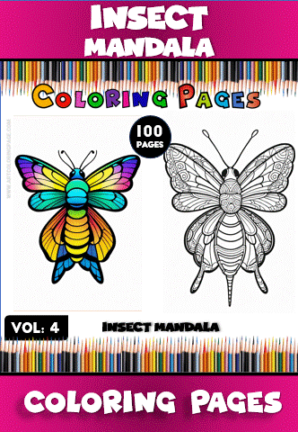 Colorful butterfly and intricate mandala designs for coloring, from the Mandala coloring book series on artcoloringpage.com.