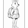 A cartoon fox character wearing a coat and backpack, standing upright with a friendly expression.