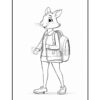 A cartoon rabbit character wearing a backpack and casual clothes, smiling and walking confidently.