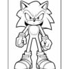 Sonic the Hedgehog stands confidently with a determined expression, wearing red shoes and white gloves, ready for action.
