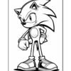 Sonic the Hedgehog standing confidently with spiky hair and sneakers, arms crossed and a determined expression.