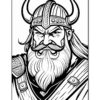 A fierce Viking warrior with a braided beard and horned helmet, wearing armor and an intense expression.