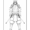 A detailed illustration of a samurai character wearing traditional armor, holding two swords, with a stern expression.