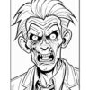 An angry cartoon character with wild hair and exaggerated facial features, wearing a suit and tie, expressing intense emotion.