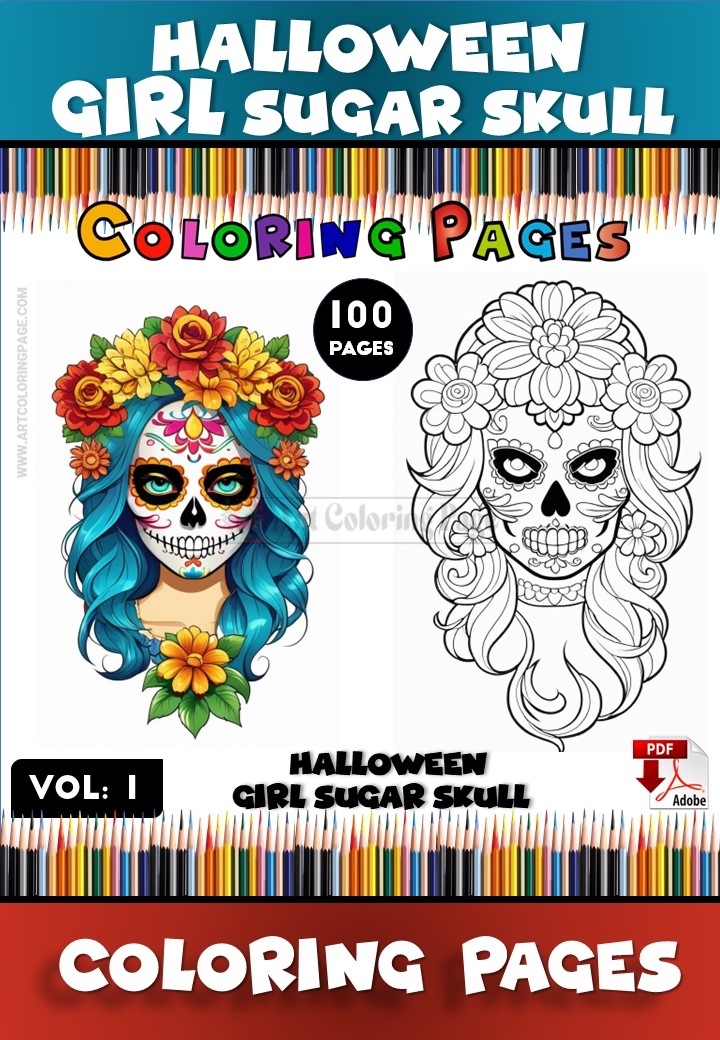Unleash Your Imagination with Skull Girl Drawing Coloring Pages Vol 1