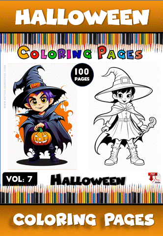 Halloween-themed coloring pages featuring a witch character and a pumpkin, part of a cozy coloring book collection from artcoloringpage.com.