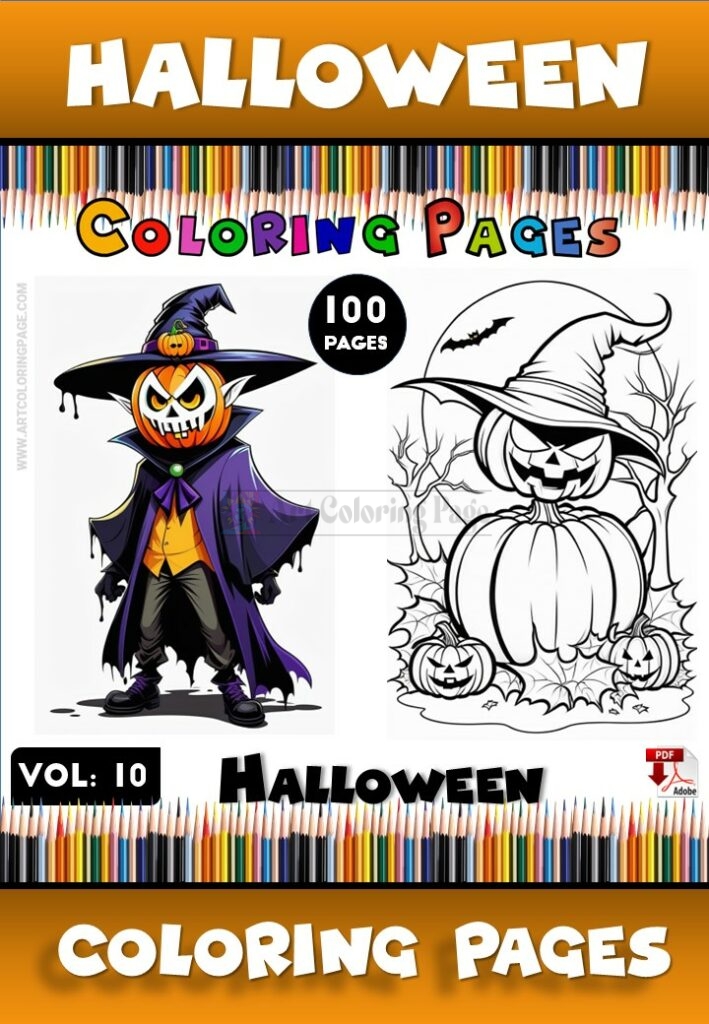 Halloween Coloring Pages for Adults Vol 10 - 100 Pages | Instant Download