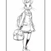 A cartoon rabbit character wears a school uniform, carries a backpack, and stands confidently with a slight smile.