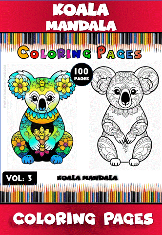 Koala mandala coloring pages featured in a vibrant design, highlighting intricate patterns and flowers, perfect for a mandala coloring book.