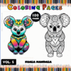 Colorful koala mandala coloring pages from the Mandala coloring book, featuring intricate designs for artcoloringpage.com.
