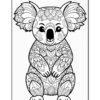 A decorated koala bear with intricate floral patterns and large ears, sitting upright against a plain background.